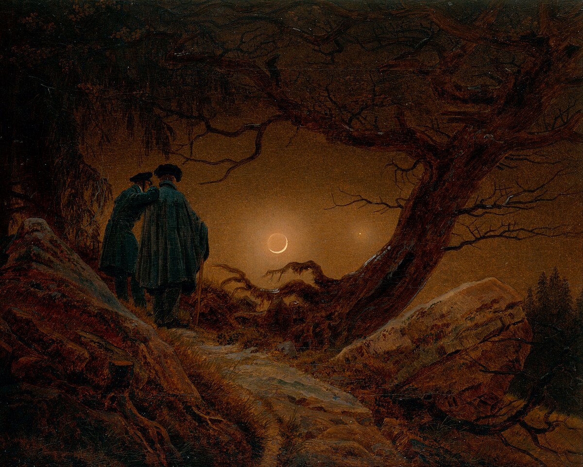Original painting: Two Men Contemplating the Moon